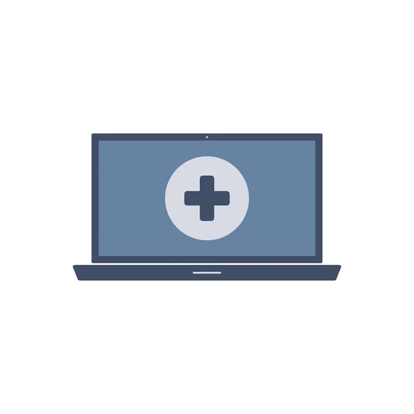 Laptop Medicinsk Ikonen Isolerad Vit Vektorillustration — Stock vektor