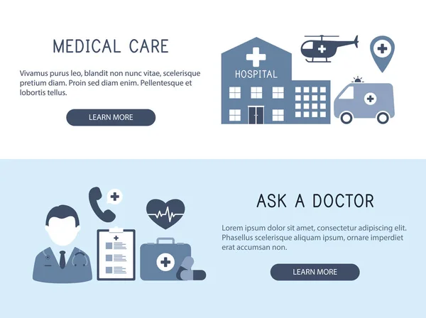 Medical care. Ask a doctor. Vector illustration. — Stock Vector