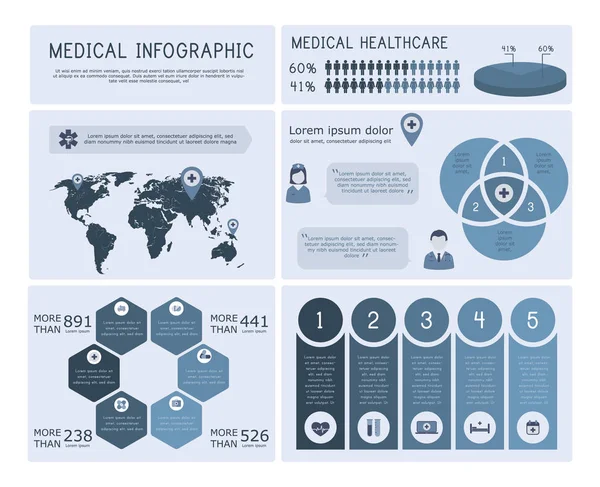 Plantilla de infografía médica fondo blanco. Vector — Archivo Imágenes Vectoriales