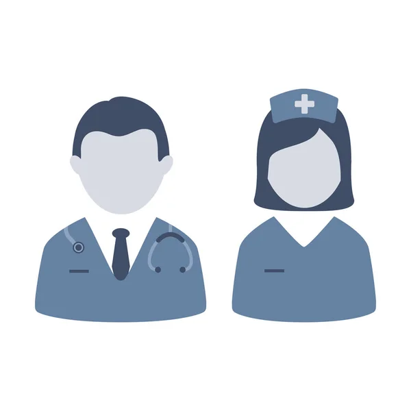 Arzt und Krankenschwester. medizinische Ikone. isoliert auf weiß. Vektor — Stockvektor