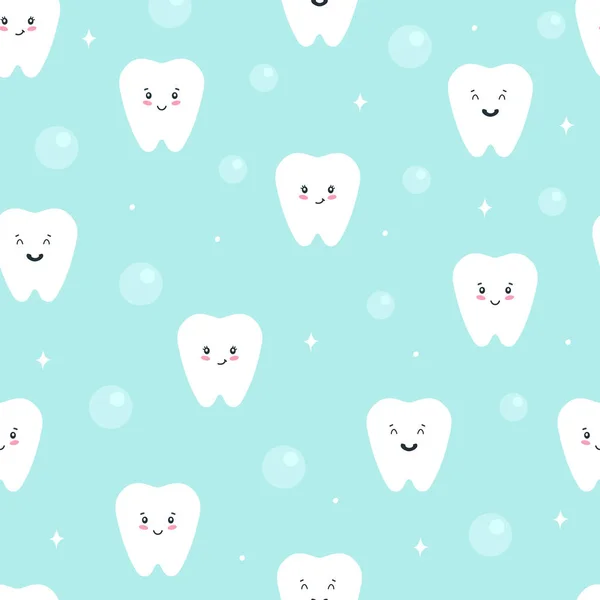 Seamless pattern with cute teeth. Vector illustration. — Stock Vector