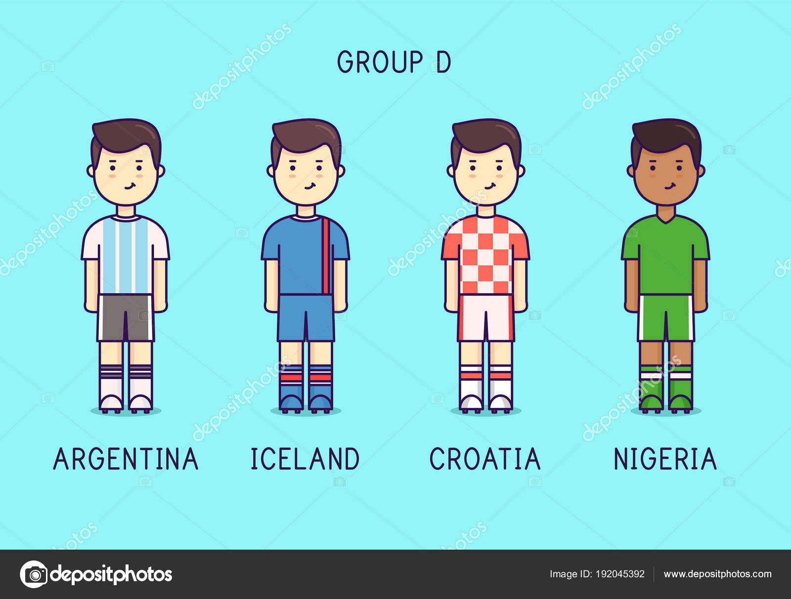 Group D Soccer Players With Jersey Kit Argentina Iceland Croatia Nigeria Vector Image By C 13kovtun Gmail Com Vector Stock