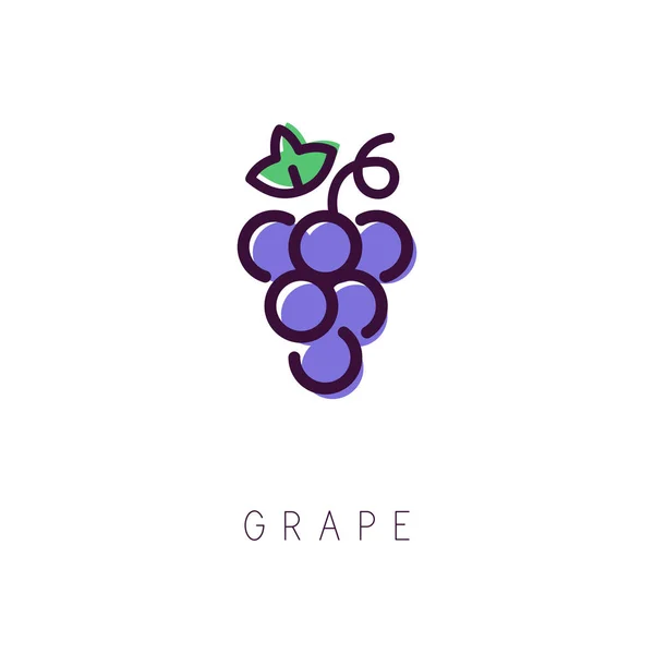 Logo de uva. Icono línea. Estilo simple y limpio. Vector — Vector de stock