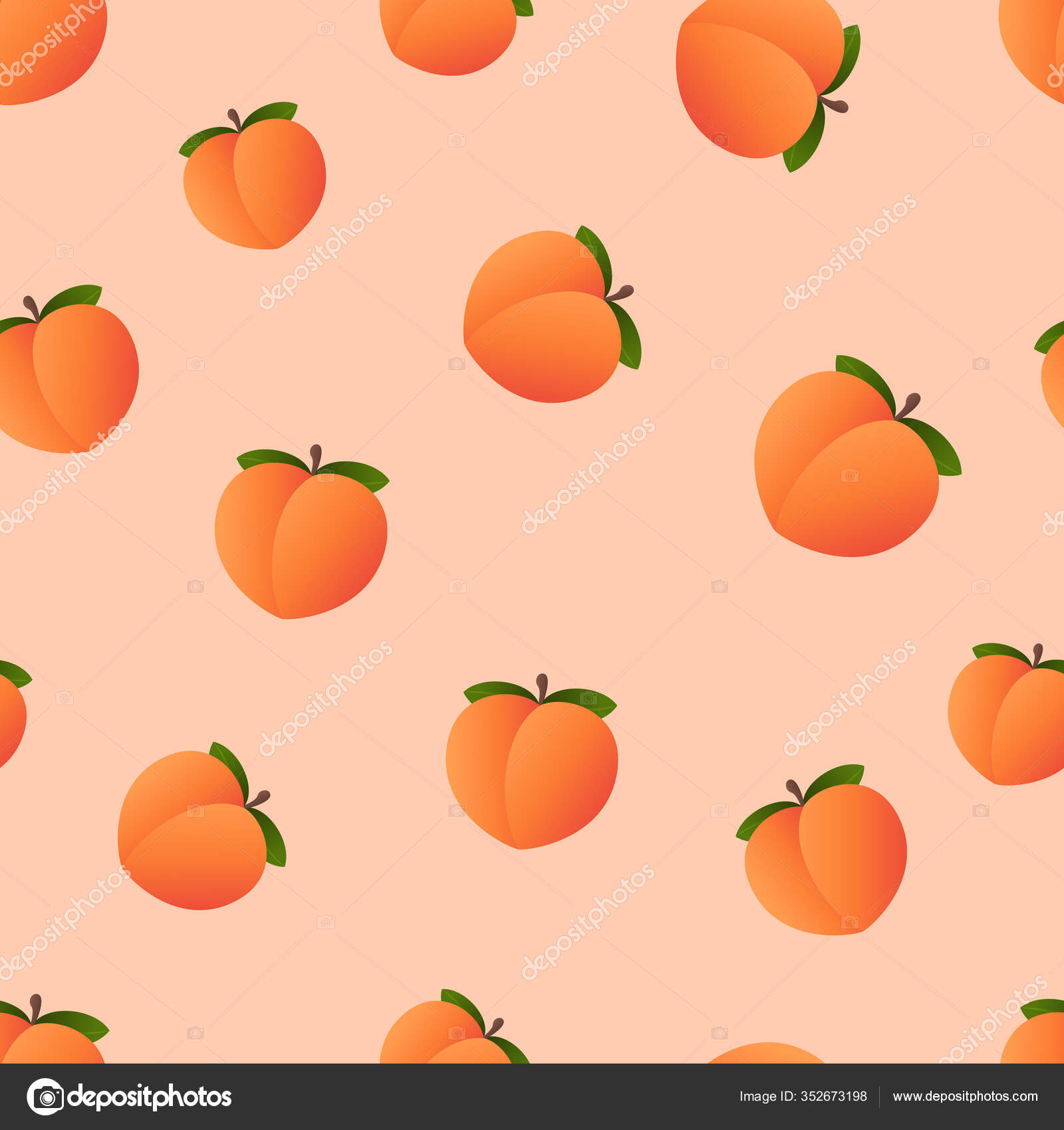 Emoji Peach pattern. Fruit peach wallpaper. Vector Stock Vector Image by