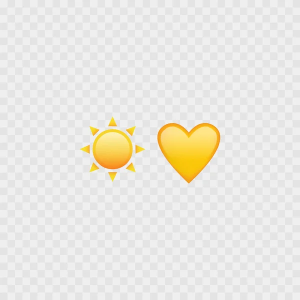 Sun Heart Emojis Love Heart Emoji Icônes Jaunes Illustration Vectorielle — Image vectorielle