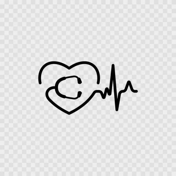 Logo médico. Corazón, cardiograma, icono del estetoscopio. Vector — Archivo Imágenes Vectoriales