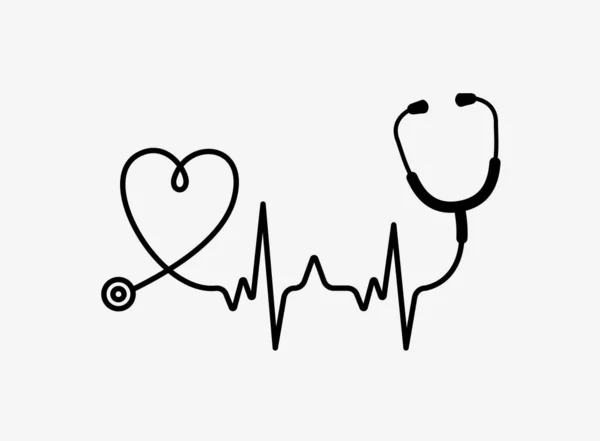 Дизайн медицинского логотипа. Стетоскоп и кардиограмма. Вектор — стоковый вектор