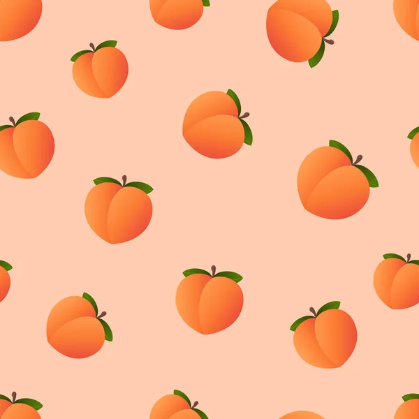 Emoji patrón de melocotón. Fondo de pantalla de melocotón de fruta. Vector — Vector de stock