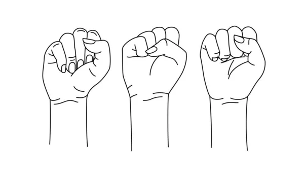 Fists. Hand icons outline. Women and men fist. Vector — Stockvector