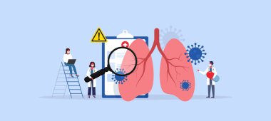 Coronavirus Covid 2019. Doktorlar. Ciğerleri zatürree Vektör illüstrasyonu