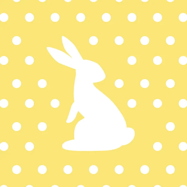 Sarı benekli arka planda Beyaz Tavşan silueti. Vektör — Stok Vektör