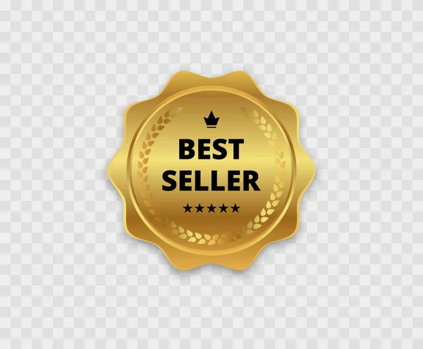 Best seller. Golden badge. Isolated on white. Vector — Stock Vector