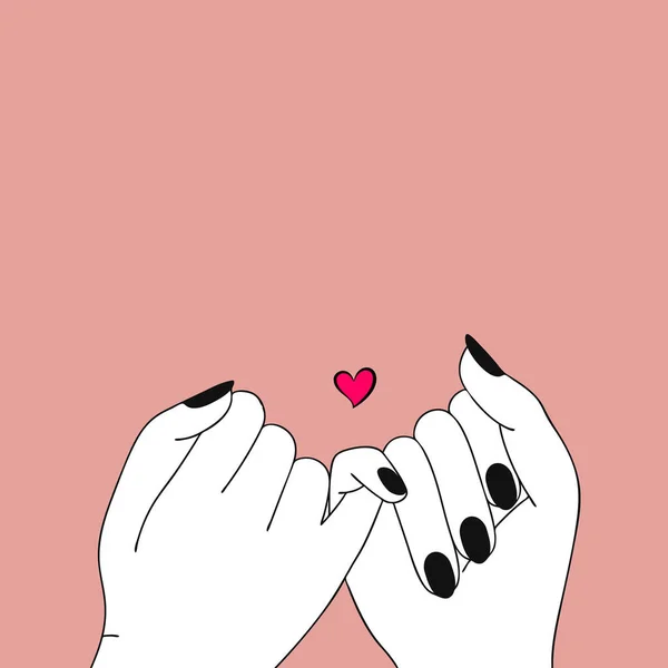 Pinky Promise Pinky Swear Hands Outline Line Art Vector Illustration Royalty Free Stock Vectors