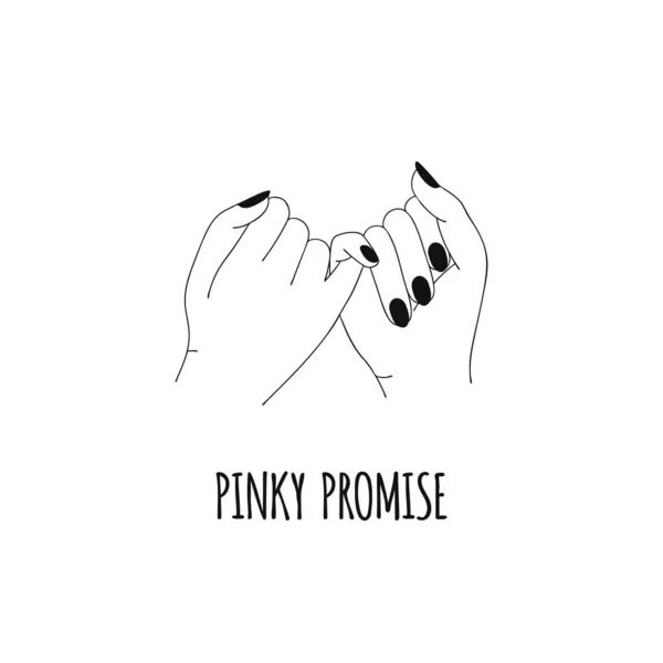 Pinky Promise Pinky Swear Hands Outline Line Art Vector Illustration Stock Illustration