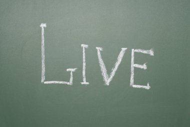 Yazı tahtası yeşil zemin üzerinde canlı tebeşir