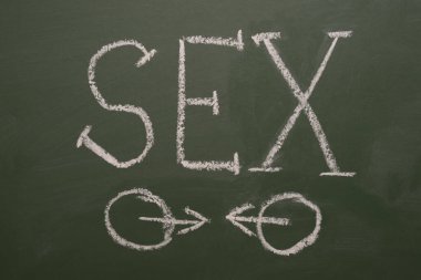 Tebeşirle çizilmiş yeşil arkaplan 2 erkek sembolü