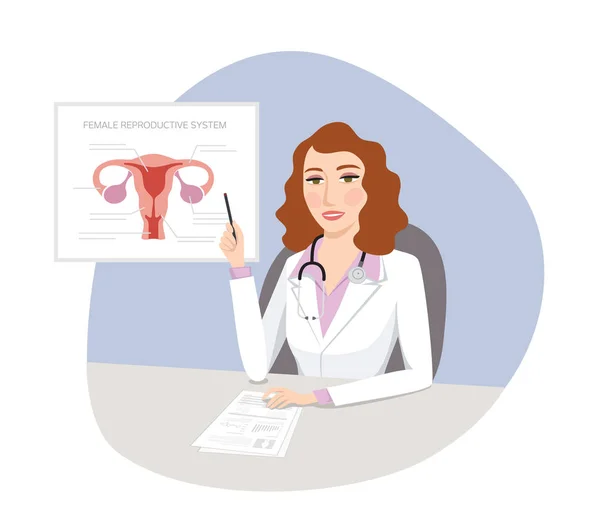 Clínica da mulher - Médica ginecologista feminina — Vetor de Stock