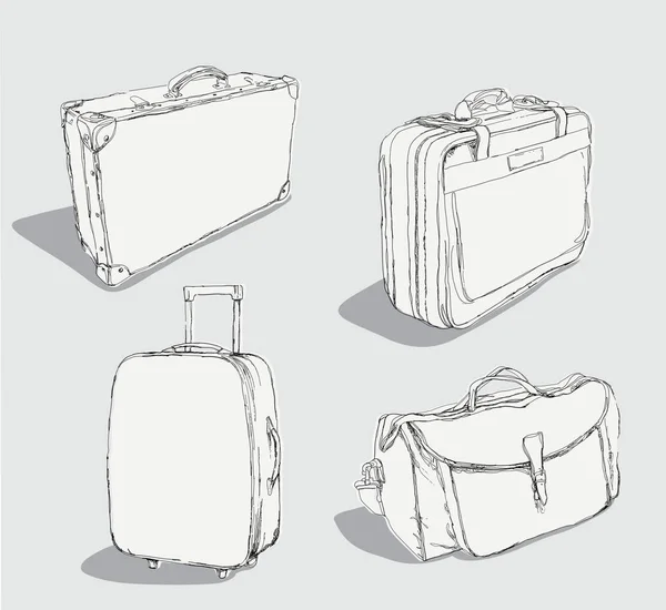 Ensemble de bagages avec contours — Image vectorielle