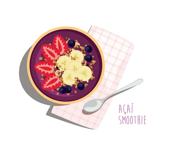 Acai smoothie energi skål — Stock vektor