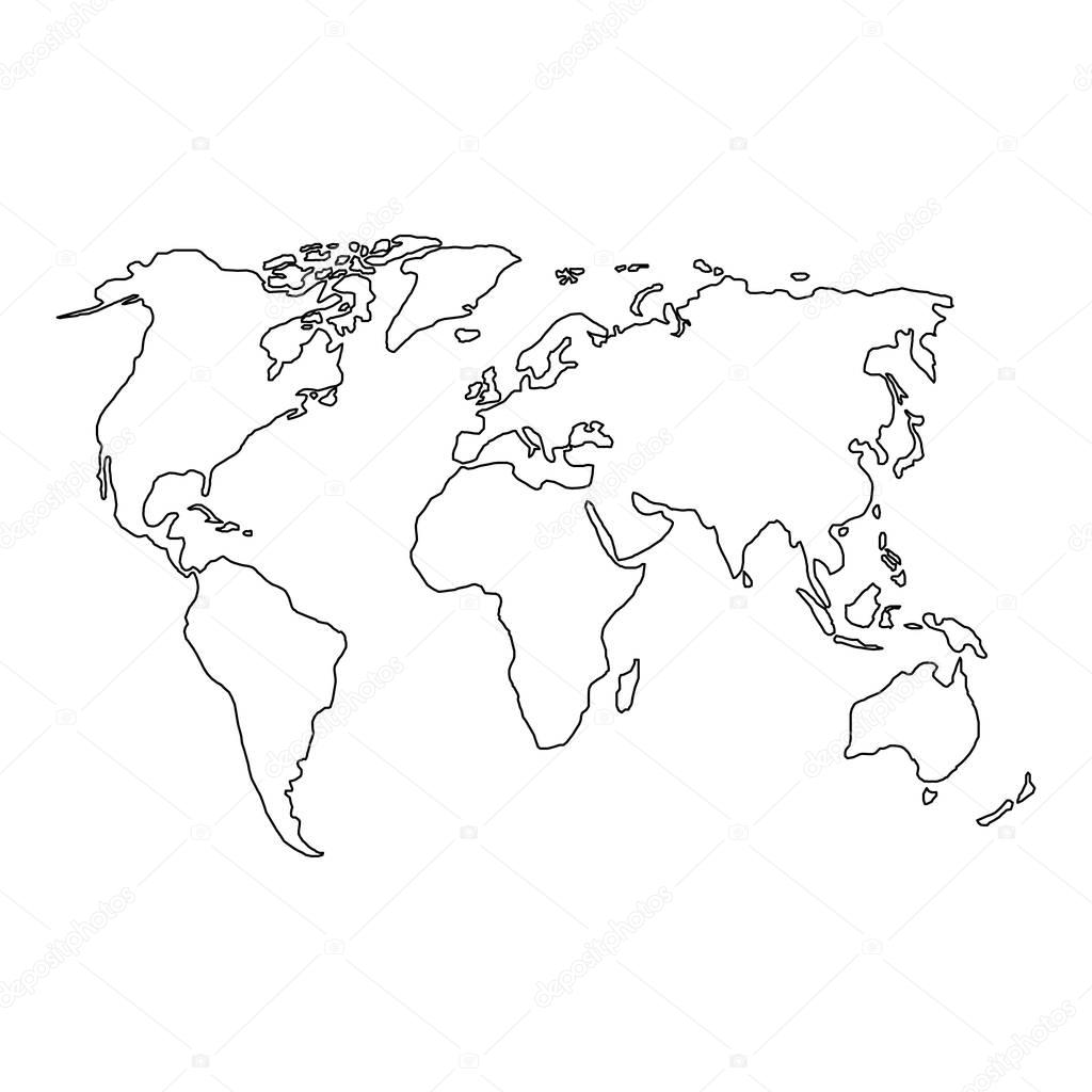The world map of black contour curves of vector illustration — Stock ...