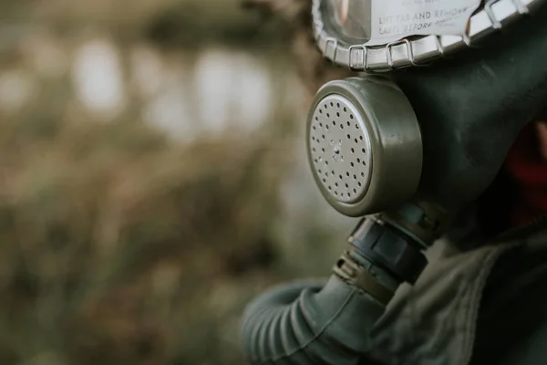Tutup Pandangan Masker Gas Militer — Stok Foto