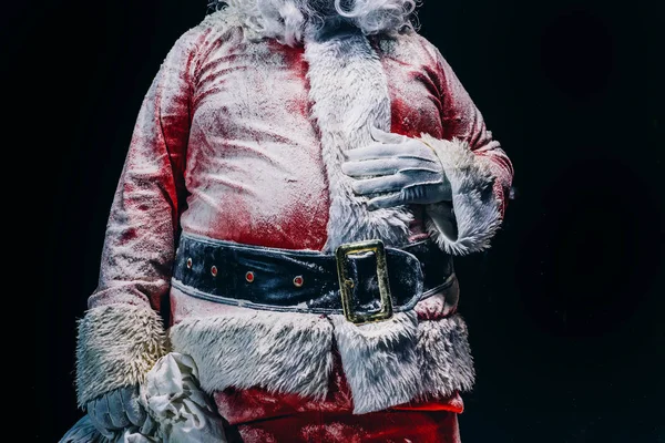 Mid Section Santa Claus Covered Snow — Stock Photo, Image