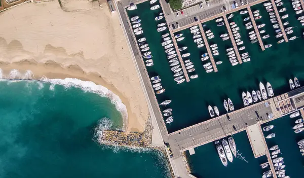 Aerial Views Moored Boats Port Mediterranean Sea Coast — Stock Photo, Image