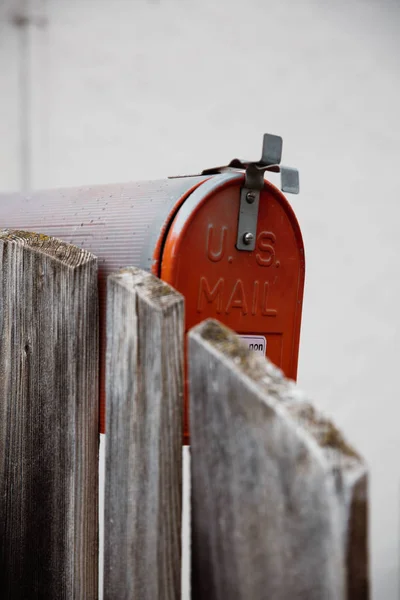 Closed mailbox and wooden fence — Stock Photo, Image