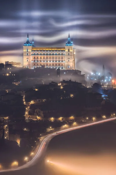 Desde Arriba Asombroso Paisaje Del Antiguo Castillo Iluminado Del Alcázar — Foto de Stock