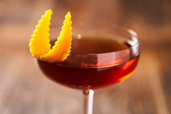 Från Ovan Cocktail Med Röd Vermouth Likör Gin Elegant Glas — Stockfoto
