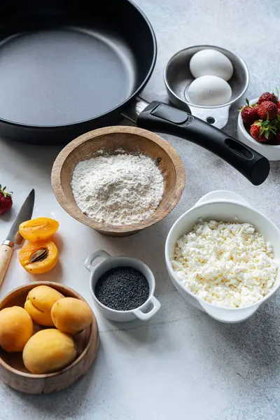 Ingredientes Postre Alrededor Sartén — Foto de Stock