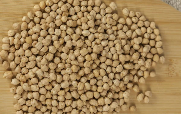 Top View Pile Raw Chickpea Placed Lumber Board Kitchen — Stock Photo, Image