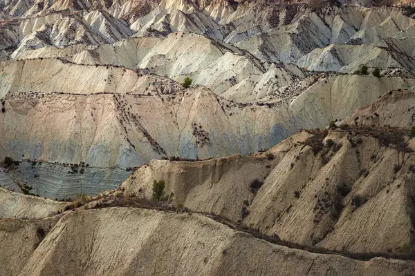 スペインのアルジェシラスで晴れた日に乾燥した草の茂みで覆われた険しい山岳地帯の絵のような景色 — ストック写真