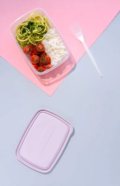 Hausgemachtes Veganes Essen Lunchboxen Mit Gesundem Gemüse Frisch Von Oben — Stockfoto