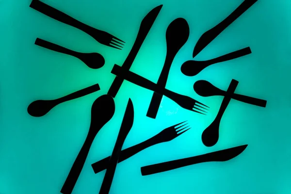 Set Cutlery Colorful Background — Stock Photo, Image