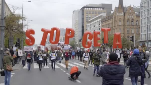 DEMONSTRATION AGAINST CETA, TTIP — ストック動画