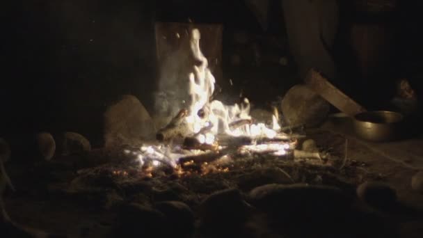 CAMPFIRE IN SLOW MOTION — Stock Video