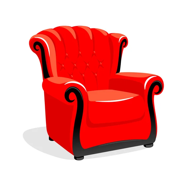 Sillón rojo de cuero clásico — Vector de stock