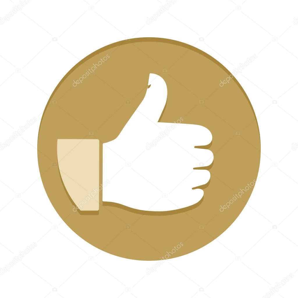 Thumb Up golden flat icon