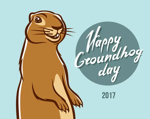 Gelukkig Groundhog Day illustratie belettering — Stockvector