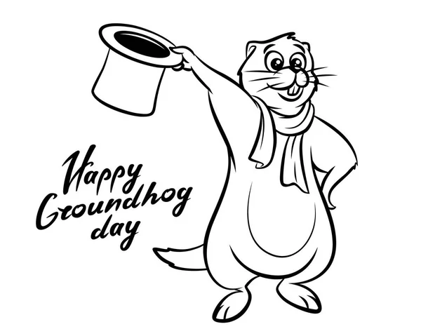 Feliz día de la marmota ilustración de letras — Archivo Imágenes Vectoriales