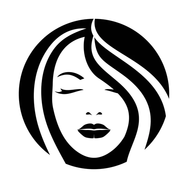 Жіноча модель волосся значок обличчя — стоковий вектор