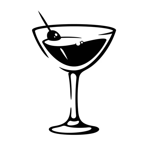 Copa de vermut Martini con oliva — Vector de stock