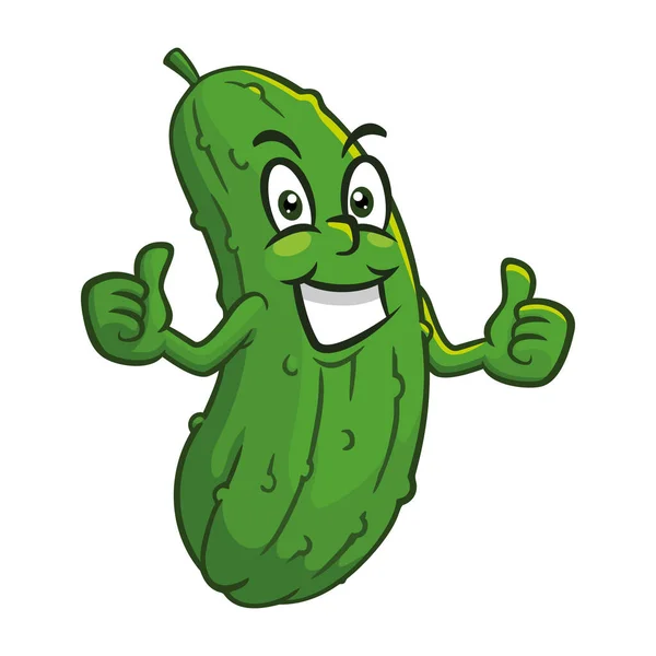 Smiling Thumbs Green mentimun Cartoon Character Vector - Stok Vektor