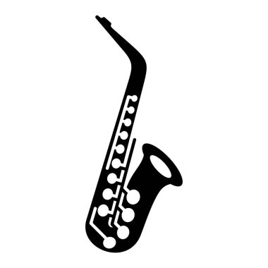 Saksafon logoti müzik enstrümanı simgesi vektör illüstrasyonu