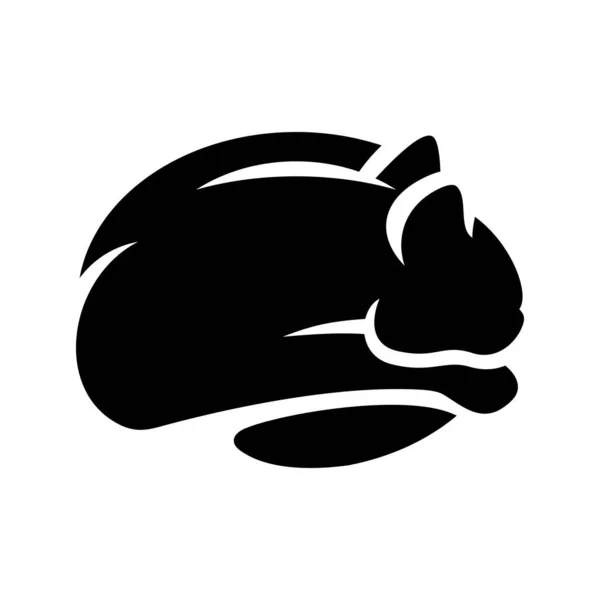 Dormir gato logotipo signo icono negro vector ilustración — Archivo Imágenes Vectoriales