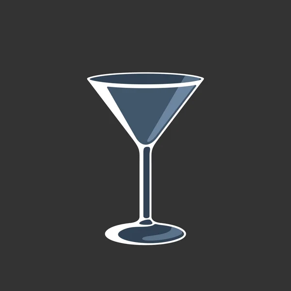 Martini leerer Cocktail Kristallglas Vektor Illustration schwarz — Stockvektor