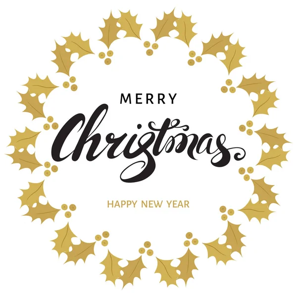 Boldog Karácsonyt és boldog új évet üdvözlés kártya-val betűk — Stock Vector