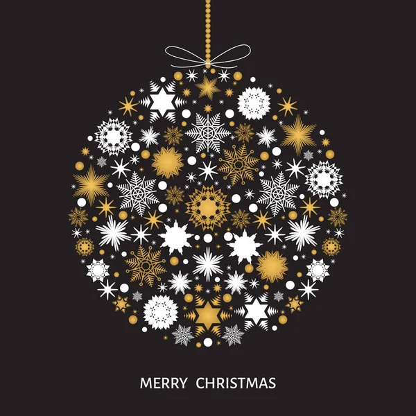 Χριστουγεννιάτικο δέντρο διακόσμηση με χρυσό και λευκό νιφάδες χιονιού. — Διανυσματικό Αρχείο