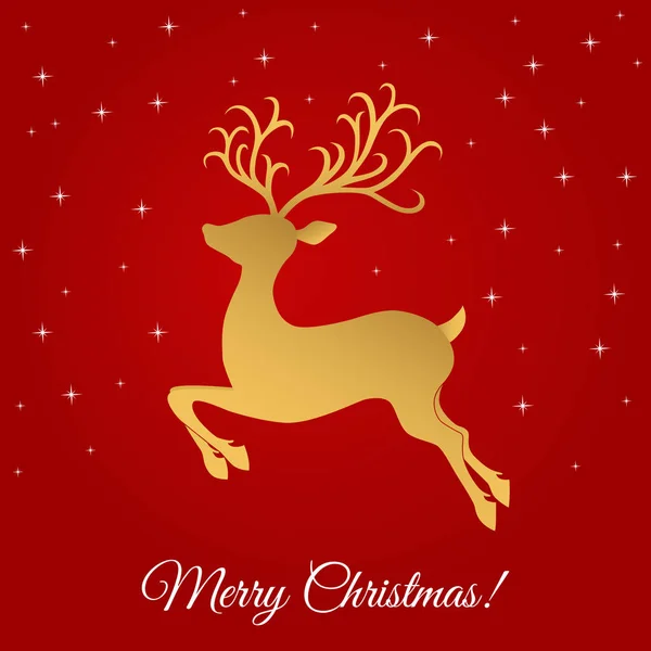Πρότυπο ευχετήριας κάρτας Χριστουγέννων με χρυσή τάρανδο. — Διανυσματικό Αρχείο